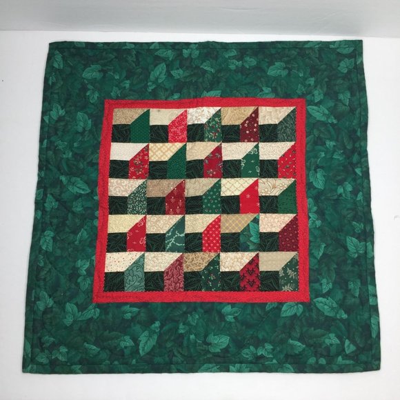 Other - Vintage 90s Hand Made Quilted Christmas Wall Hanging Attic Windows Quilt 18"X18"